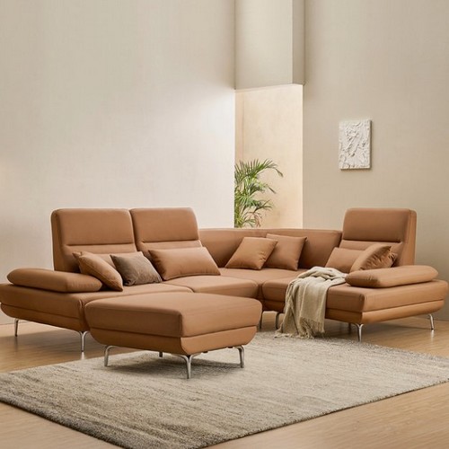 장인가구  도이 코너형 스윙 이지클린 가죽 소파 5인용 (스툴포함)