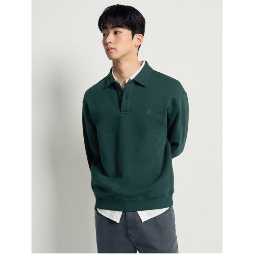 멘 솔리드 칼라넥 스웨트 셔츠 그린 BC6141C54M
