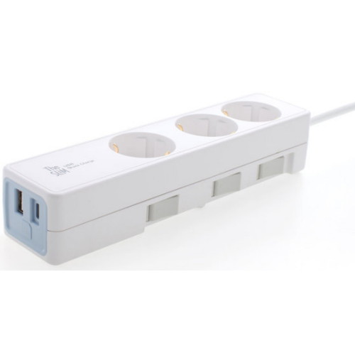 에스와이컨텍 네모탭 더슬림 3구 개별스위치 USB 45W 초고속충전 멀티탭 (3m)_이미지