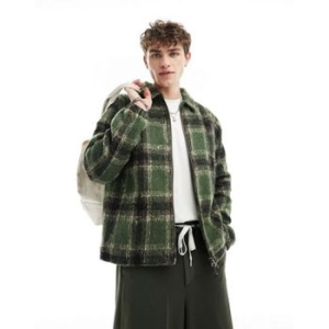 산타크루즈 hideout 블러쉬드 체크 자켓 인 그린 앤 블랙 8509988