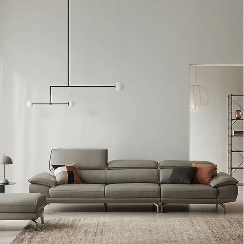 한샘 아르떼 천연가죽 소파 4인용 (스툴포함)_이미지