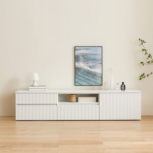 리아즈하우스 라임 템바보드 오픈 도어형 낮은 TV 다이 거실장 1800