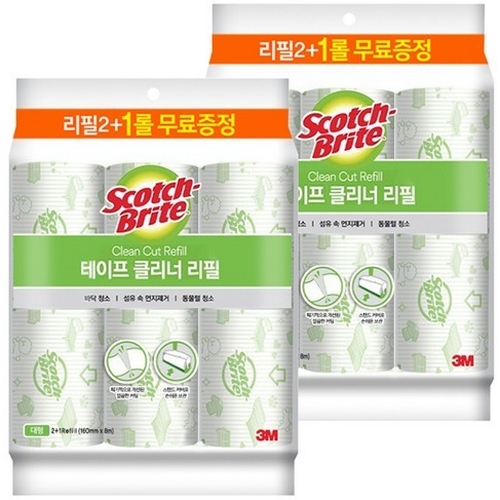 3M 스카치브라이트 대형 테이프클리너 리필 3롤 (2개)