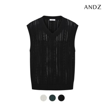 ANDZ 세미오버핏 크로셰 세로 조직 니트 베스트 BZD1EL1203