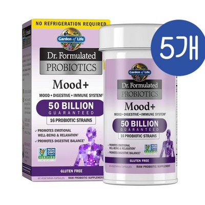 에이치브이엘 가든오브라이프 Dr. Formulated 프로바이오틱스 500억 기분개선 60캡슐 (5개)_이미지