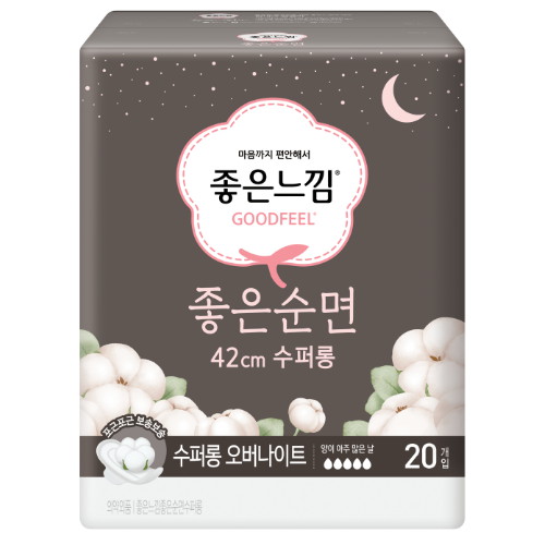 좋은순면 42cm 수퍼롱 오버나이트 생리대 패드형 20매 5개