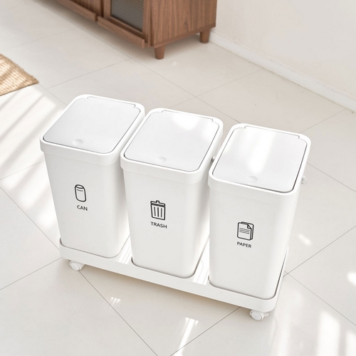 생활낙원 모노플랫 분리수거함 3단