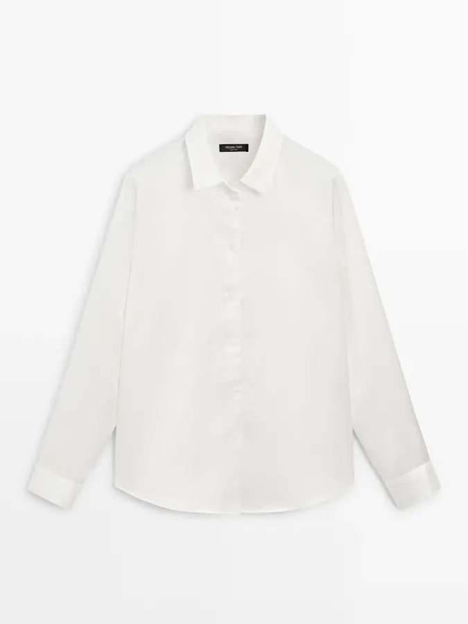 새틴 하늘거리는 셔츠 Grbrochenes Weiss 5186734