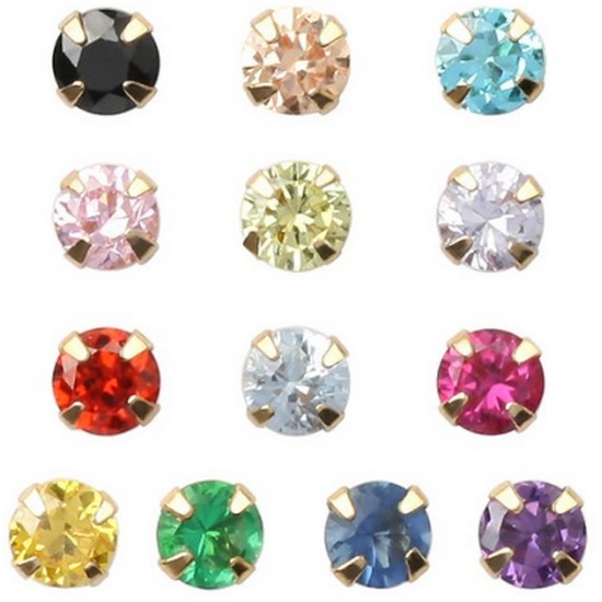 코알라주얼리 14K 라운드 유색 귀걸이 한쪽 (3mm)