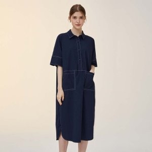 기타 샵앤샵앤 여성 카라넥 투포켓 심플 스티치 셔츠 미디 원피스 CL-WOP02_이미지