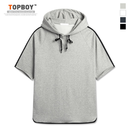 탑보이 배색 랍빠 후드 5부 티셔츠 MZ190