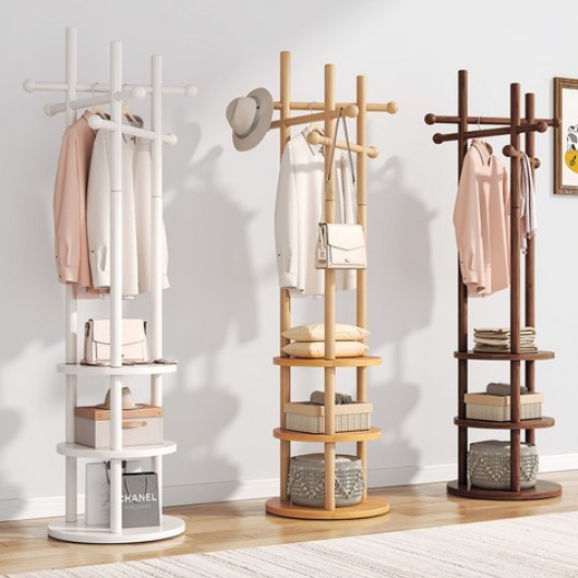 희망가 원목행거 3단 수납 튼튼한 스탠드 옷걸이 행거_이미지