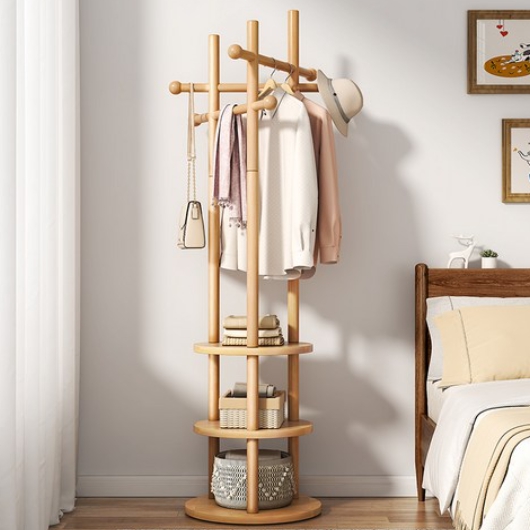 희망가 원목행거 3단 수납 튼튼한 스탠드 옷걸이 행거
