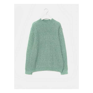  에잇세컨즈 여성 애플그린 멜란지 하프넥 니트_359Y51LBCK