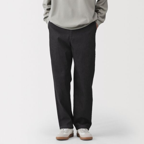 MUJI 남성 워싱 데님 이지팬츠 블랙 AE0ZTA6S