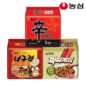 농심 신라면5개 + 얼큰한너구리5개 + 짜파게티5개