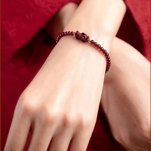 가넷 046IXX84 경면주사 원석 팔찌 행운 부적 소원성취 재물운 액막이 삼재 미니비휴 비휴 염주