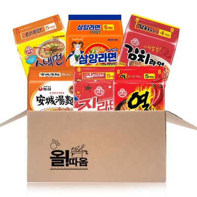 농심 안성탕면5개 + 진라면매운맛5개 + 열라면5개 + 스낵면5개 + 김치라면4개 + 삼양라면5개_이미지