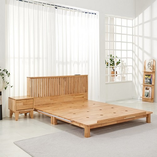 우아미가구 도지 다리형 갤러리 LED 침대 LK (매트별도)_이미지