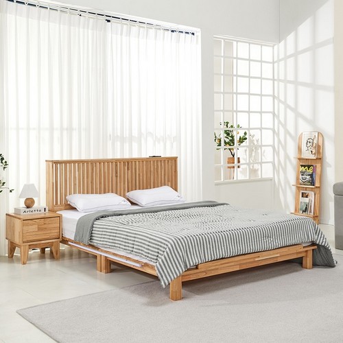 우아미가구 도지 다리형 갤러리 LED 침대 LK (매트별도)_이미지