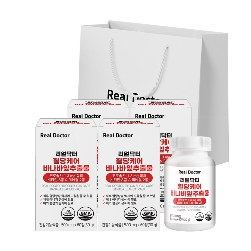 뉴팜 리얼닥터 혈당케어 바나바잎추출물 500mg 60정 (4개)