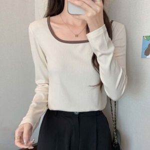 오너클랜 여성 U넥 세로 골지 긴팔티 1P 티셔츠 데일리 WFLL9I5_260304 582943_WFLL9I5_260304_이미지