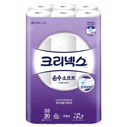 크리넥스 순수 소프트 30m (30롤)이미지입니다. 누르면 해당 게시물로 새창이동합니다.