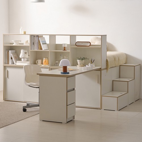 올인원 시즌2 파티션 슬라이딩 빅수납침대 SS+1200책상 B형