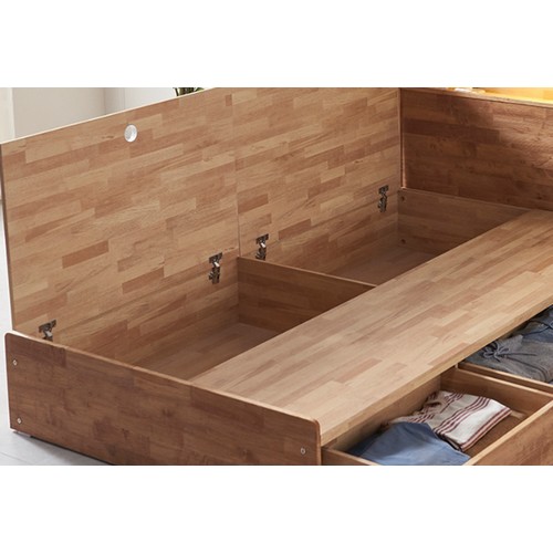 파로마 이즈 트리 원목 4서랍 수납 LED침대 Q (독립스프링)_이미지