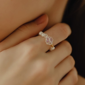 헤스티아 SWEET LOVE CANDY 패키지/네잎클로버/행운/행복/비즈/ 천사의 색을 닮은 하양클로버 / 반지+포장 HXRD-5085