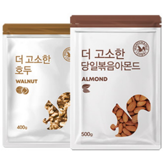 산과들에 더 고소한 호두 400g (1/4태)+더 고소한 당일 볶음 아몬드 500g (1개)_이미지