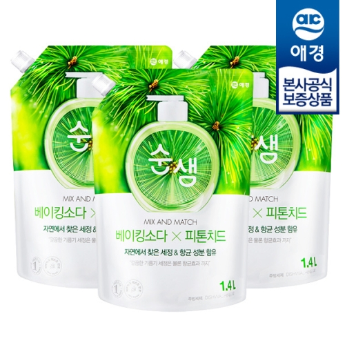 순샘 자몽/피톤치드 주방세제 리필 1400ml x3개