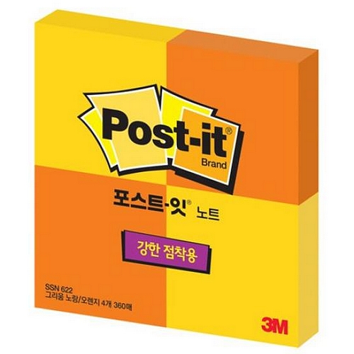 3M 포스트잇 강한점착 노트 SSN622 (4패드)_이미지