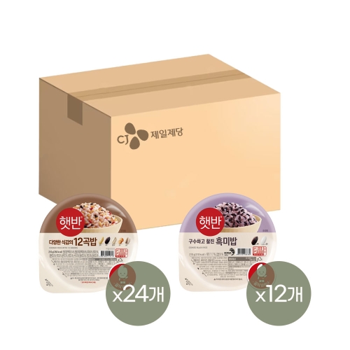 CJ제일제당 햇반 12곡밥 210g 24개 + 흑미밥 210g 12개