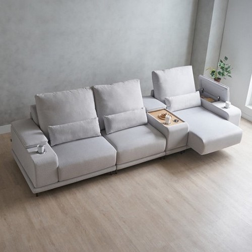 에보니아 리드 기본형 모션 슬라이딩 패브릭 소파 4인용 (홈바형)_이미지