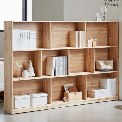 동서가구 삼나무 원목 3단 가로 책장 2000