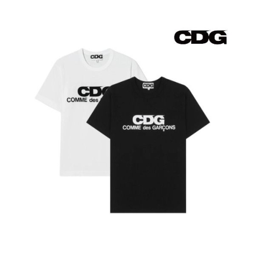꼼데가르송 CDG 로고 티셔츠 블랙 화이트 SZ-T005-051-1_이미지