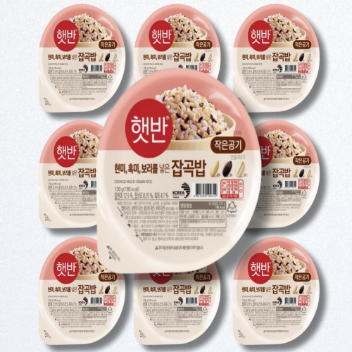 CJ제일제당 햇반 현미 흑미 보리를 넣은 잡곡밥 130g (18개)