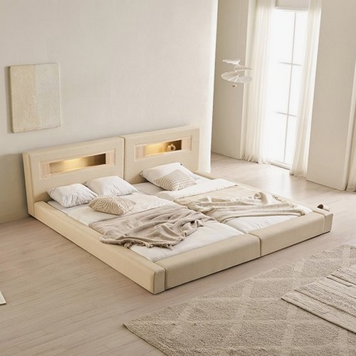 포레티 편백나무 LED 오픈형 가죽 패밀리침대 SS+SS