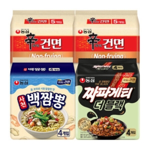 신라면 건면10개 + 짜파게티 더블 4개 + 사천 백짬뽕4개