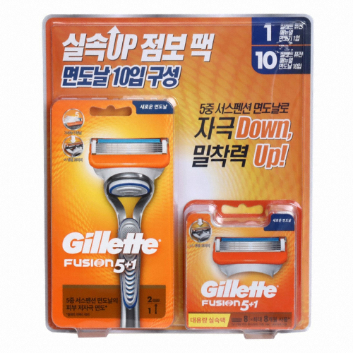 질레트 퓨전 매뉴얼 + 면도날 (면도기1개+날9개)