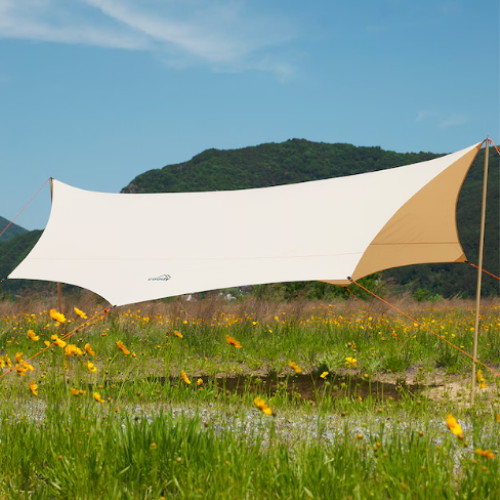 쿠디 캠핑타프 면 타프 대형 하비 렉타 핵사 텐트 감성 8각 (505x505cm)