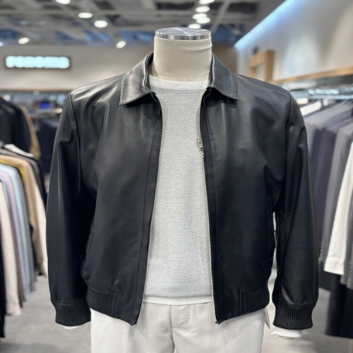 레노마 남성 블랙 스티치 양가죽 블루종 점퍼 RREMLU01A