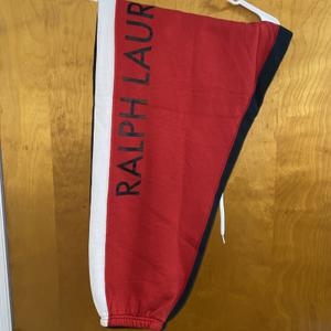 폴로 조거 팬츠 남성 스몰 컬러블록 더블 니트 스웨트팬츠 4760151_이미지