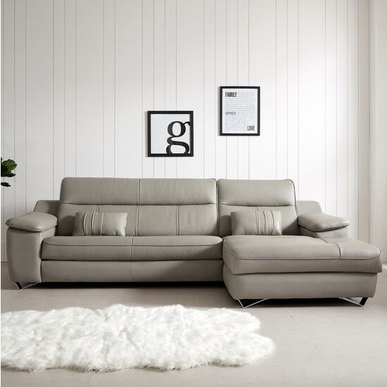 스코나 알몬드 카우치 천연통가죽 소파 4인용_이미지