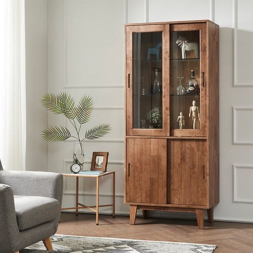 모던탑21 명품 고무나무 원목 G타입 장식장_이미지