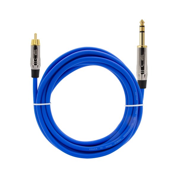 탑라인에이치디 HDTOP RCA to 5.5mm 스테레오 MM 메탈블루 케이블 (7m, HT-TP4135)_이미지
