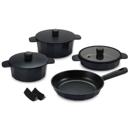 해피콜 플랑 IH 프라이팬+냄비 5종 (팬26+양수20,24+전골24+실리콘손잡이)