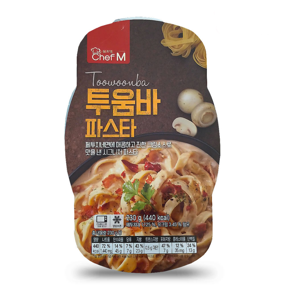 쉐프엠 베이컨 투움바 파스타 230g이미지입니다. 누르면 해당 게시물로 새창이동합니다.