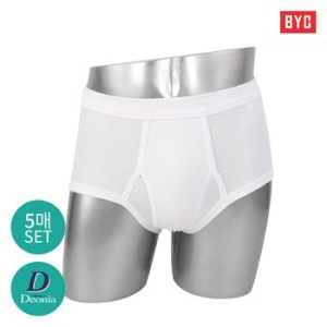 BYC 땀냄새제거 데오니아 순면 항균 백색 남자 삼각팬티 5매입_이미지